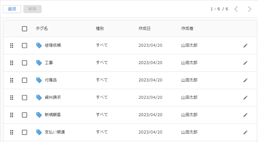 タグ一覧のキャプチャ